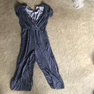 KIDS blue and white stripe jumpsuit